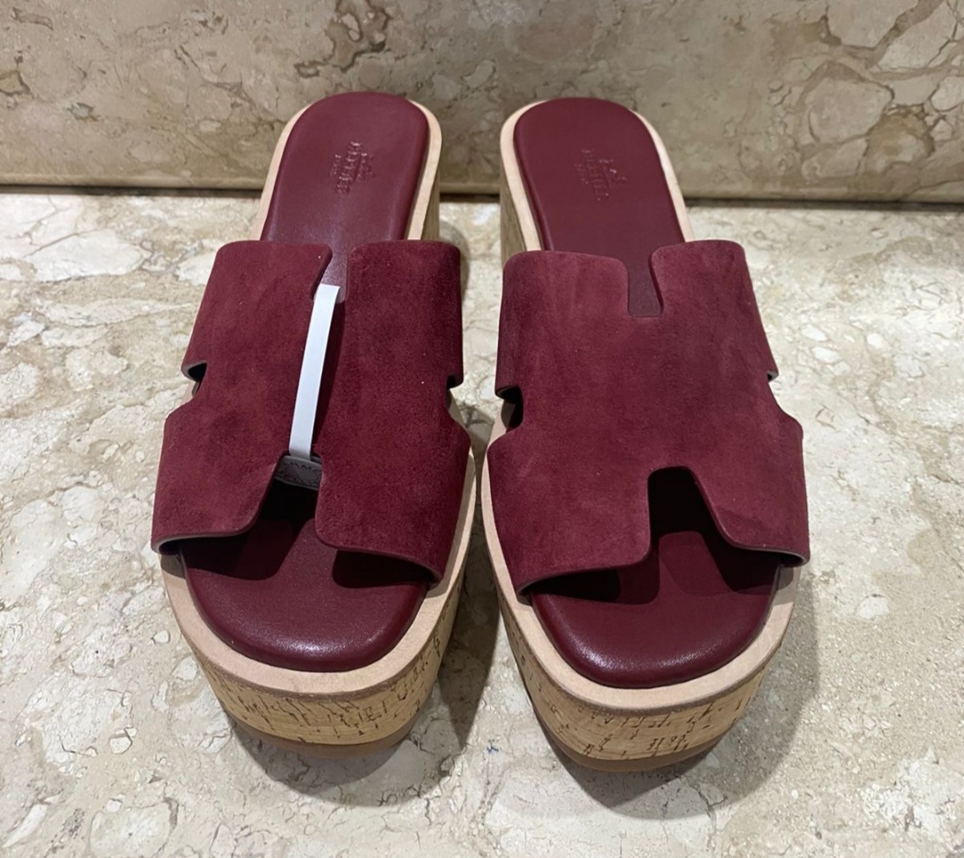 Sandália Hermes camurça Marsala 